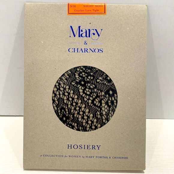 Mary & Charnos Crochet Lace Tights Night Noir Black Size Small Medium - Picture 9 of 9